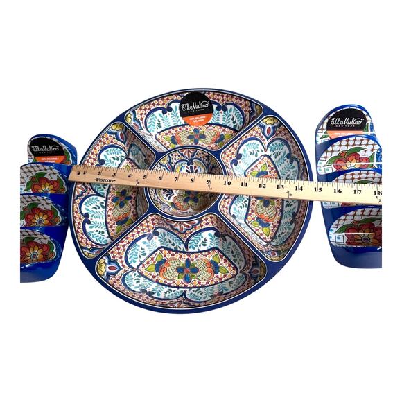 NEW Il Mulino Melamine TACO FIESTA SET 15" Divided Bowl & 2 Holders 4 Tacos Each - Picture 7 of 11